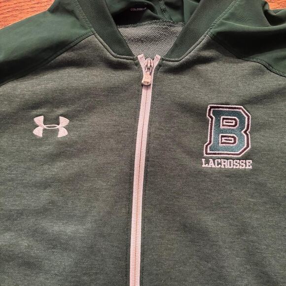 Under Armour Loose Coldgear Zip Up Jacket Green Lacrosse with B Men's Size L - Picture 8 of 15